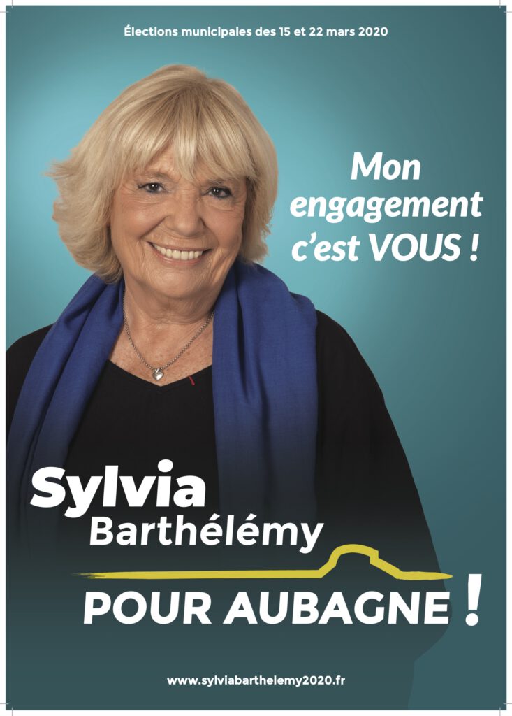 Têtes à Clics : affiche campagne électorale Aubagne Sylvia Barthélémy.