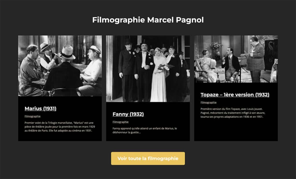 Refonte du site internet de Marcel Pagnol par Têtes à Clics.